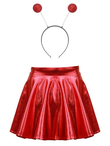 Girls Skirt Skort Outfit Party Short Dress Halloween Flared Dance Glossy Robot - Bild 39 von 72