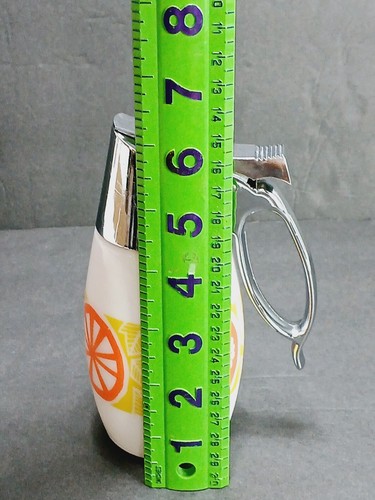 Vtg Gemco ORANGE SLICE DESIGN Creamer Dispenser=Porcelain(?) with Metal Lid - Picture 11 of 11