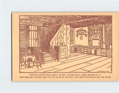 #ad Postcard The Old Water Mill Long Island Water Mill USA $3.49