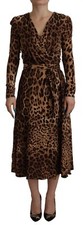 DOLCE & GABBANA Dress Viscose Brown Leopard Wrap A-line MaxiIT36/US2/XS 2500usd