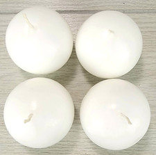 4 New Unscented 2.5" Round White Candles Ball Sphere Wax Home Decor Christmas