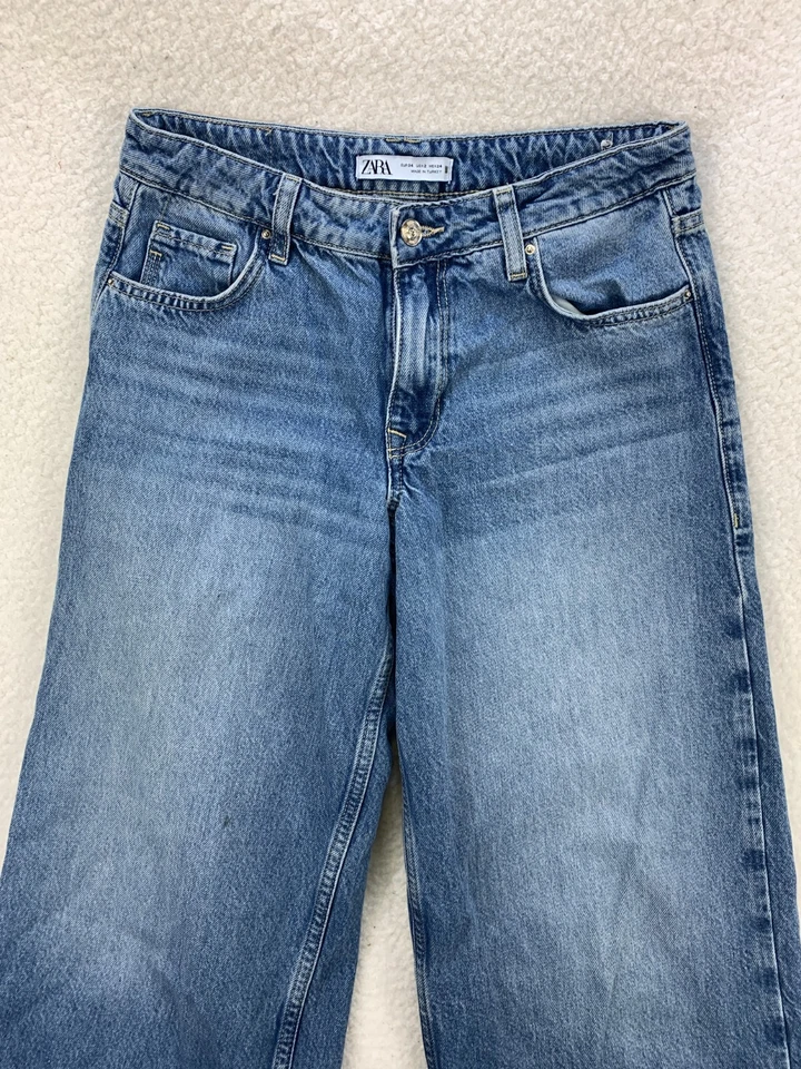 Zara Wide Leg Denim Jeans Women’s Size 2 Dark Blue Cropped Pants - Image 2 of 4