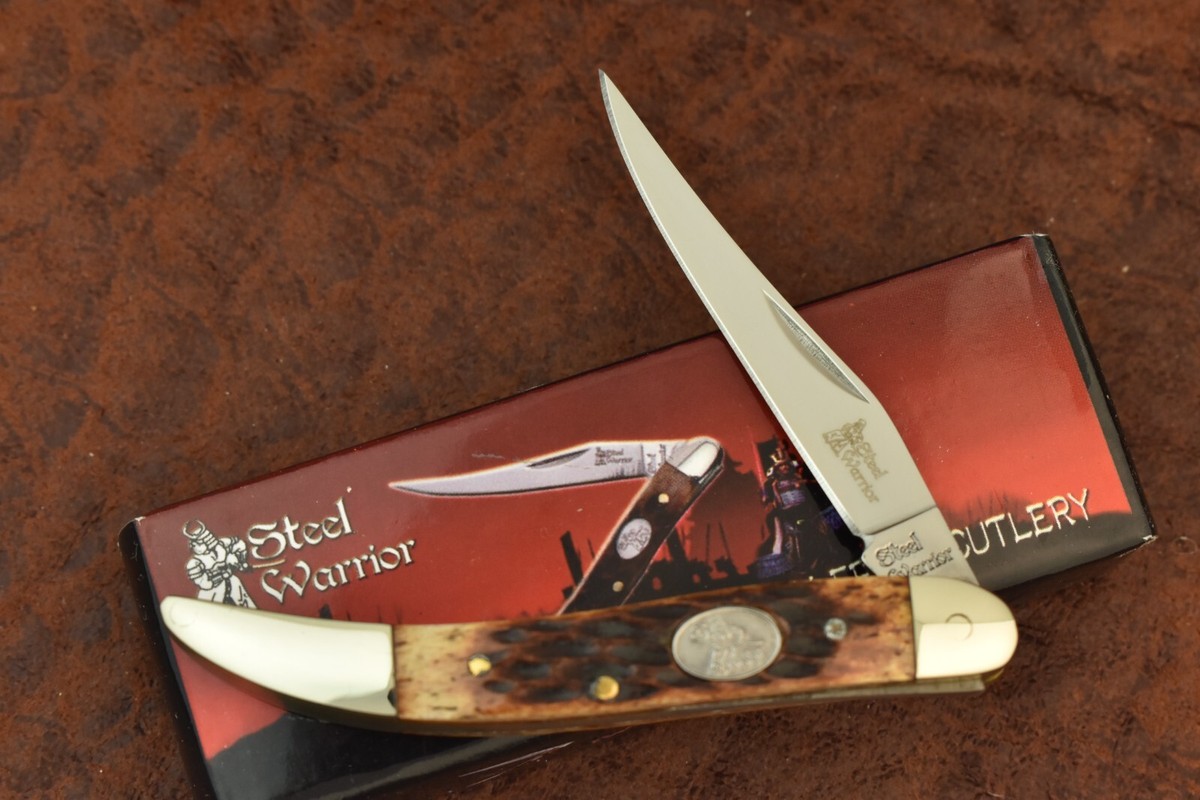 STEEL WARRIOR by FROST CUTLERY BROWN JIGGED BONE TEXAS TOOTHPICK
