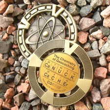 CaNUCK CaCHEr - Chemistry of Geocaching Geomedal Geocoin 2.5", Antique Finish