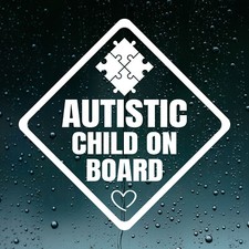 Autistic Child On Board Autism Non-Verbal Car Child Window Sticker Vinyl Decal