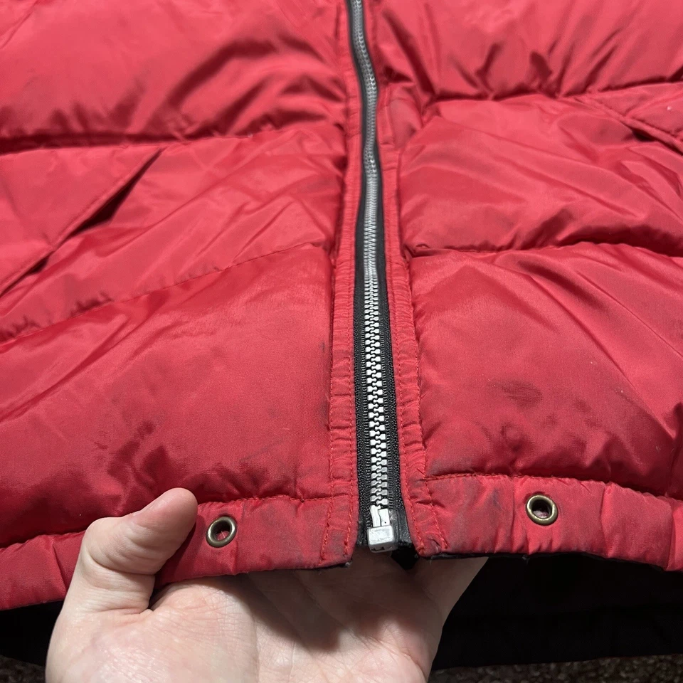 VTG 90’s First Down Reversible Duck Down Puffer Jacket Red Black Medium *READ - Image 4 of 4