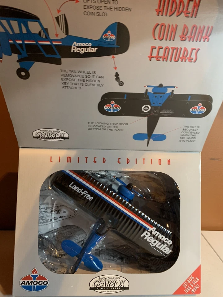 Limited Edition Amoco Waco UBF Biplane Die-Cast Coin Bank - Image 2 of 4