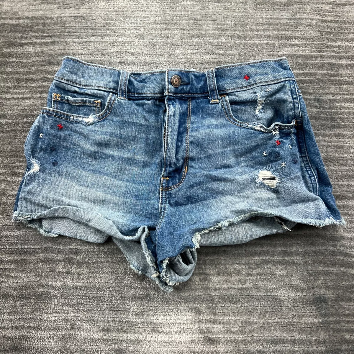 Hollister Jean Shorts Size 5 W27 Womens High Rise Short Medium Wash Blue Denim