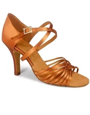 Womens Latin International Dance Shoes- Sara- Tan Satin- 3UK ($140)