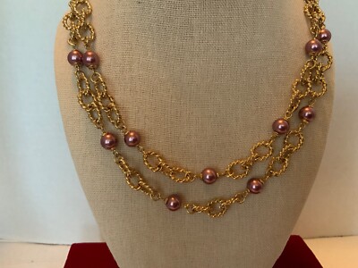 Vintage Francesca Visconti 36  Goldtone Berry Faux Luxury Chain Necklace New