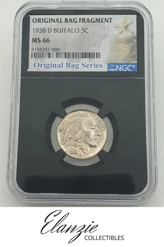 1938-D Buffalo Nickel Original Bag Fragment Series NGC MS66