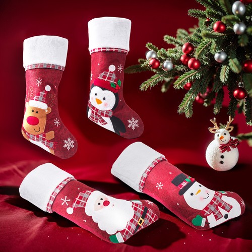 Medias clásicas grandes de Navidad de 18,8" - Papá Noel, muñeco de nieve y reno decoración navideña - Imagen 4 de 13