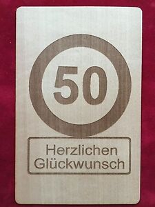 Grusskarte Aus Holz Geschenk Karte 50 Geburtstag 50 Geschenkkarte Ebay