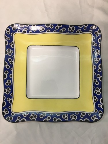 Antique Royal Doulton Cobalt/Black/Yellow MID-CENTURY MODERN DESSERT SET #9281 - Picture 3 of 12