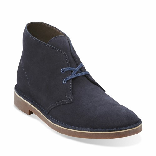 Clarks Bushacre 2 Men's Leather Boots Navy/Marine 26106782, Blue