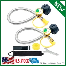RV Camper LP Gas Propane Regulator Hose With Gauge Connector 1/4″ NPT For 5-40Lb