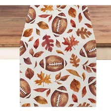 Fall Table Runner 13x60 InchFootball with Maple Leaves Table Decors for Seaso...