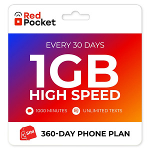 $8.25/Mo Red Pocket Prepaid Wireless Phone Plan+Kit:1000 Talk Unlimited Text 1GB