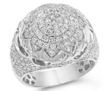 ESTATE LARGE 2.78CT DIAMOND 14KT WHITE GOLD 3D MULTI ROW CLUSTER MEN'S RING