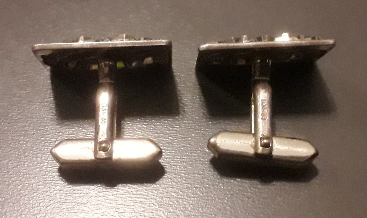 Boutons de manchette en argent 835 Art Déco ! - France