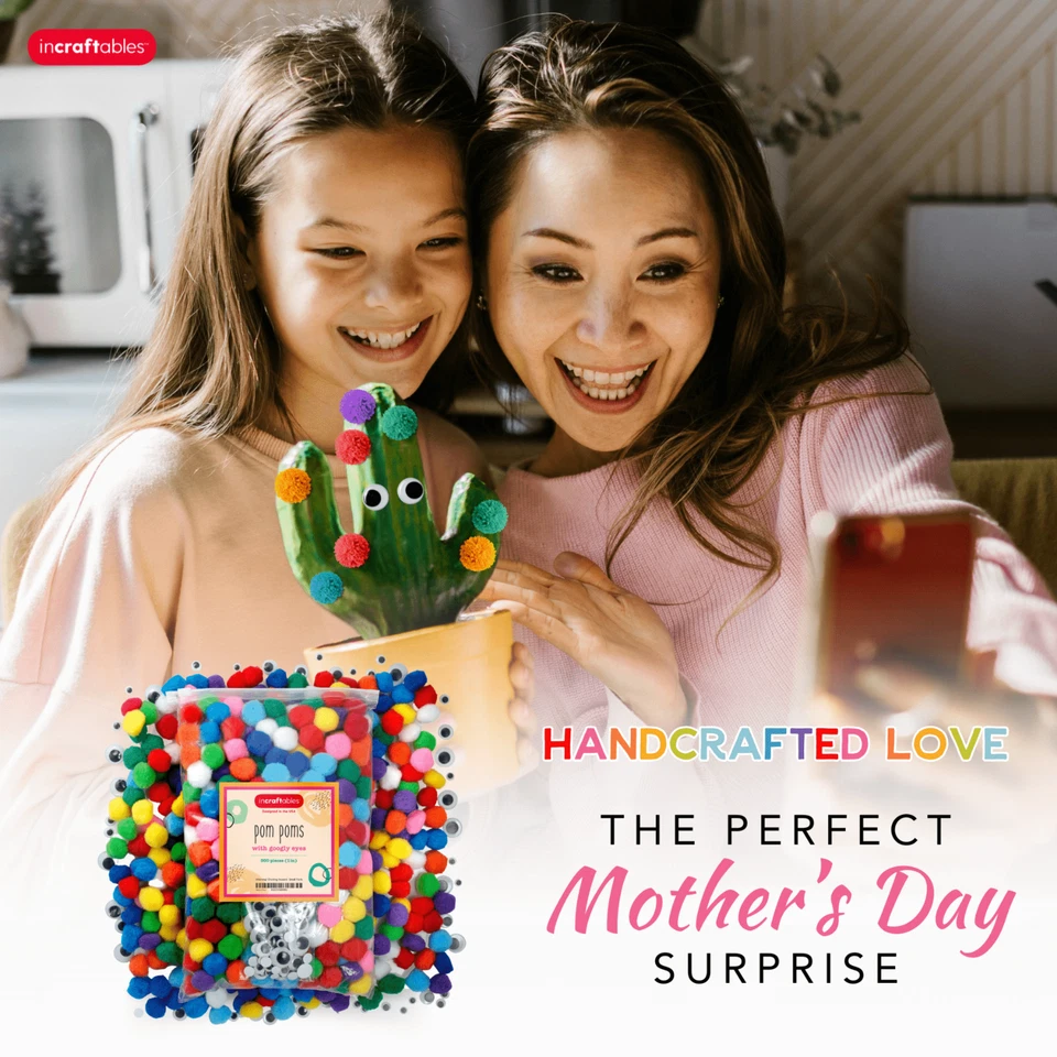 Pompones Incraftables para manualidades con ojos Google 300 un. (pompones de color de 1 pulgada) Foto 3 de 4