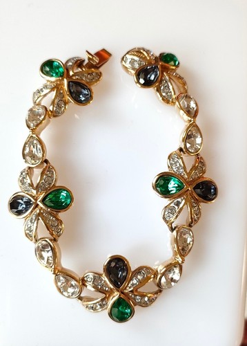 Vintage Attwood & Sawyer Emerald & Sapphire Crystal Bracelet 1980s - 第 16/20 張圖片