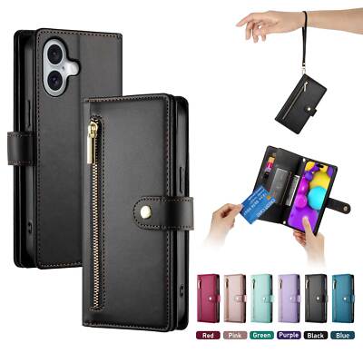 Handykette Schutz Hülle mit Band Handyhülle Kartenfächer PU Leder Für iPhone 17