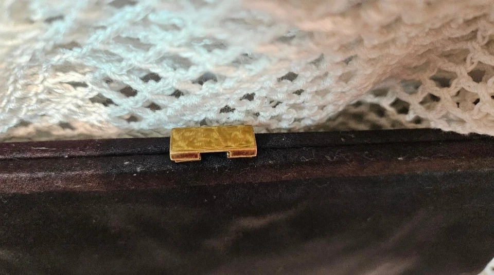 Bolso de mano vintage MM Morris Moskowitz marrón seda con cierre dorado Foto 4 de 4