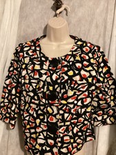 Ruby Road Women’s Half Sleeve Button Up Jacket Mosaic Pattern Sz 14