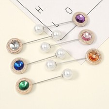Muslim Women Hijab Scarf Shawls Pins Abaya Brooch Safety Gemstone Pearl Pins
