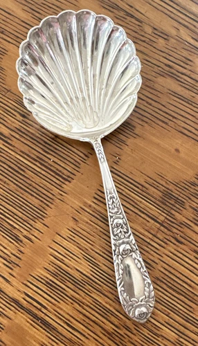 Vintage S. Kirk & Son Rose Sterling Silver Shell Bon Bon Spoon No Monogram