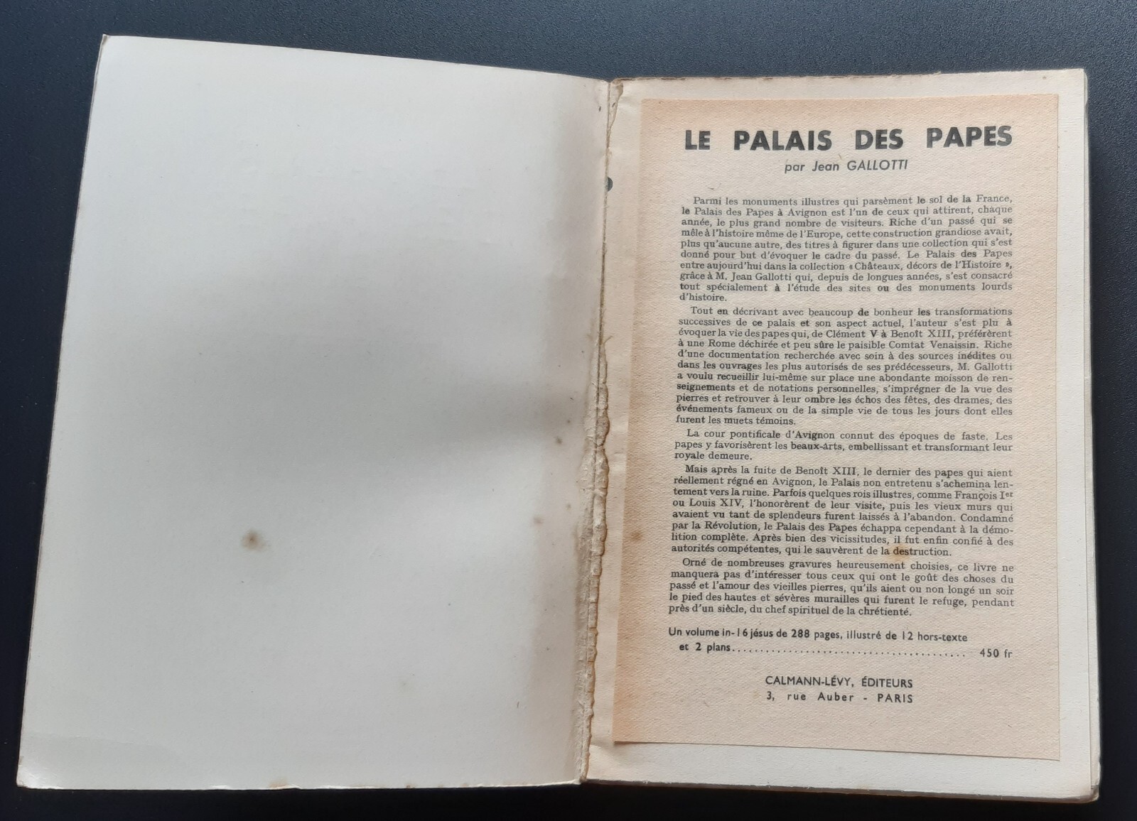 Postage Augagneur Dedication Jean Gallotti The Palace Of Popes 1949 Calmann -