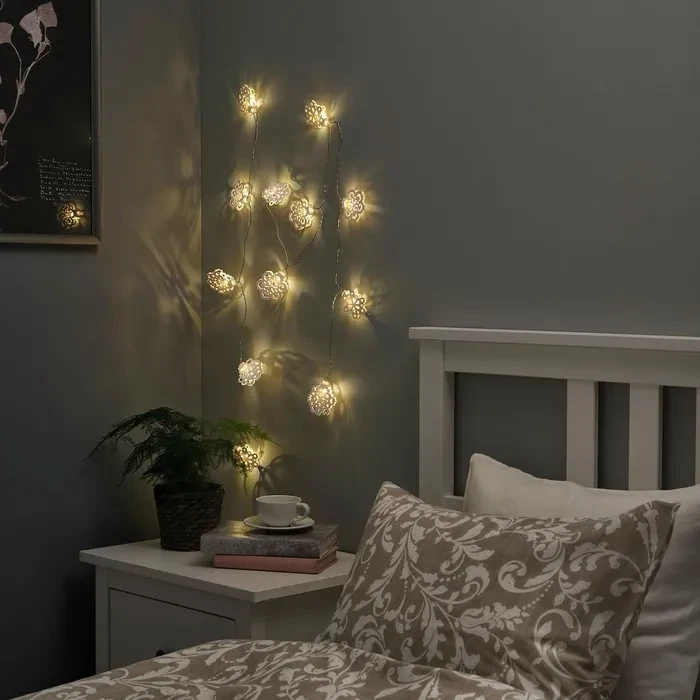 IKEA STRALA Cadena de Iluminación LED Copos de Nieve con 12 Luces, Funciona con Pilas Nuevo Foto 2 de 4