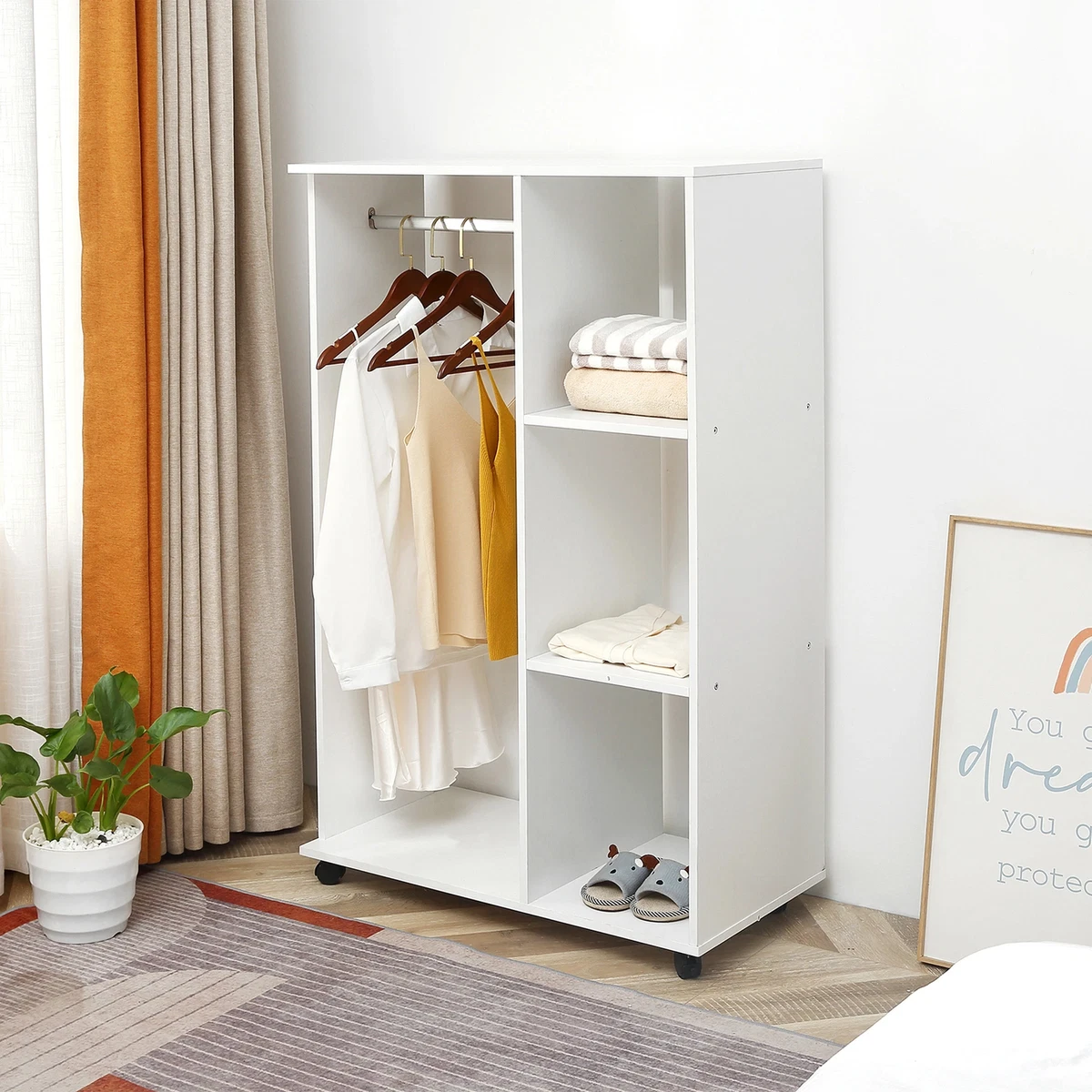 Wooden mobile wardrobe deals