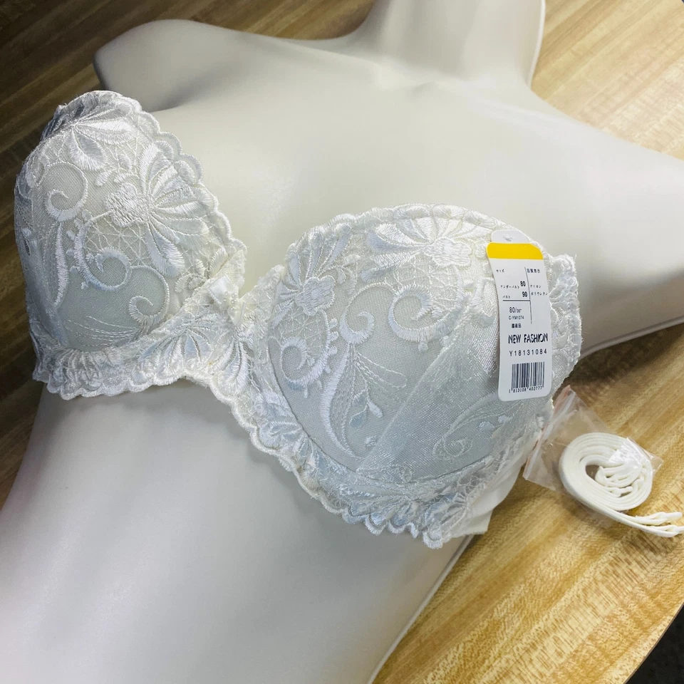 Sujetador Wacoal Wing 36C Encaje Floral Acolchado Blanco Sin Tirantes Multidireccional 80cm Lencería Foto 2 de 3