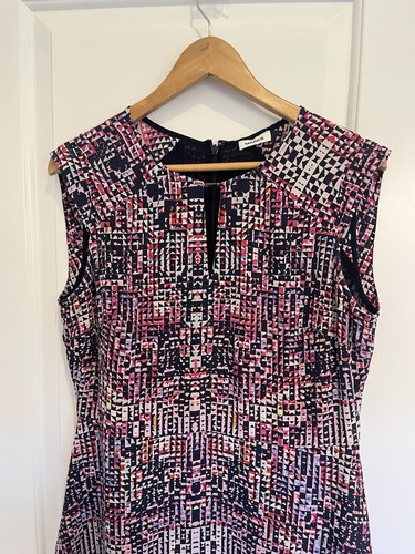 MARCS 100% Silk Print Short Sleeve Dress Size 12. AS NEW. Fully Lined - Picture 2 of 4