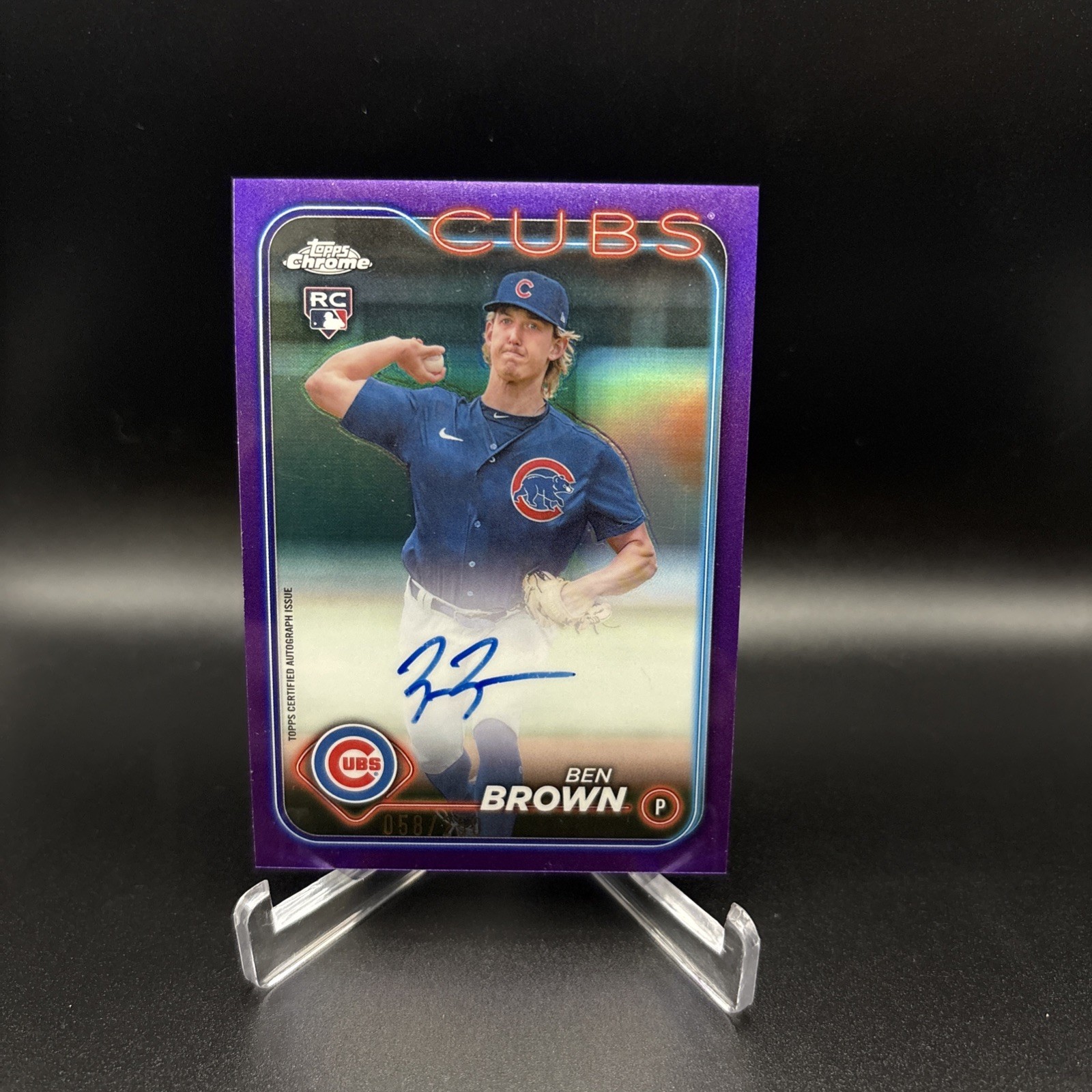 2024 Topps Chrome Purple Refractor 58/ 250 Ben Brown #RA-BB Rookie Auto RC