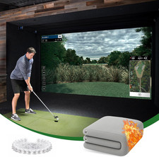 Gray Fireproof Golf Simulator Impact Screen, 3D Air Mesh Impact Screen for Golfs