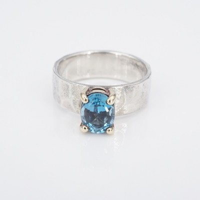 Mexico Sterling Silver Rare Blue Topaz Ring Custom‎ Made  Mexico Sterling Silver Rare Blue Topaz Ring Custom Made Mexico Sz‎ 6.5 main image 1