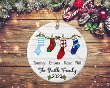 Personalized Family Socks Ornament, Kids Christmas Ornament, Family Socks Cus...