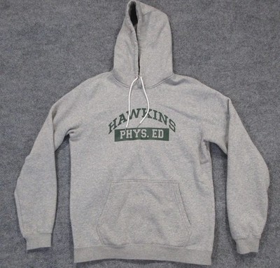 Nike x Stranger Things Hoodie Mens Medium Gray Hawkins Phys Ed Fleece Pullover