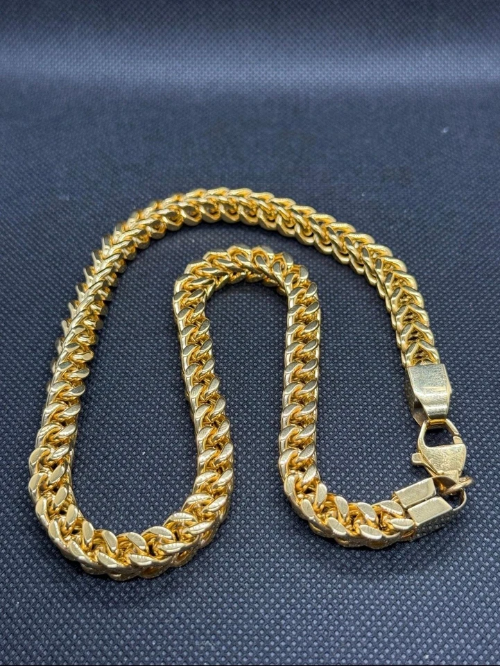 Corrente Franco masculina folheada a ouro 18K sobre aço inoxidável sólido 18”x 6MM de espessura - Imagem 4 de 4