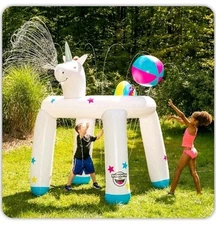 BigMouth Unicorn Ring Sprinkler 6' Inflatable Huge Outdoor Water Splash Pool Toy