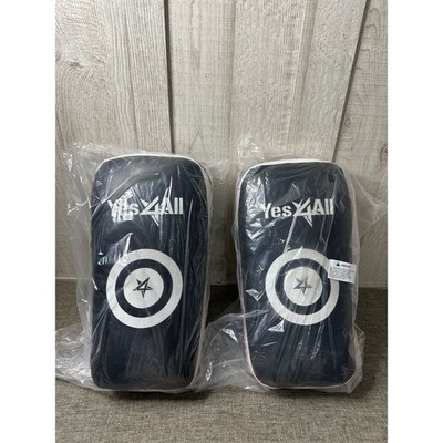 Yes4All Muay Thai Kick Pads Curved MMA Striking Shields Black White Pair New