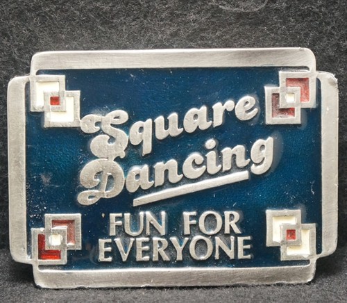 XE19148 VINTAGE 1970s ***SQUARE DANCING FUN FOR EVERYONE*** WESTERN BELT BUCKLE