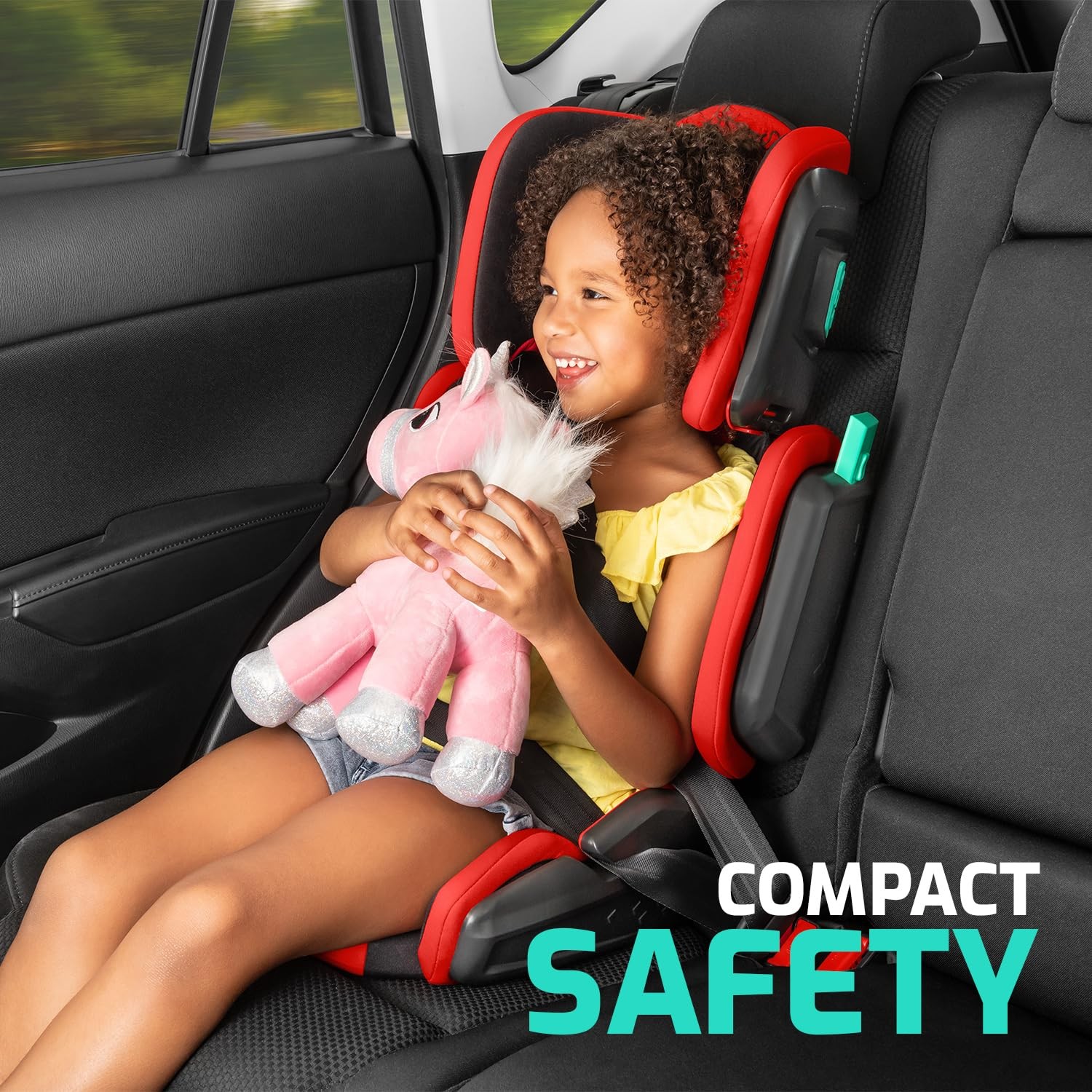 Mifold Hifold Adjustable High Back Booster Car Seat w/ Strap, Slate Grey