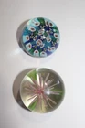 Vintage Pair of Murano  Paperweight Vetreria 3 Fiori Signed Italian Art Glass