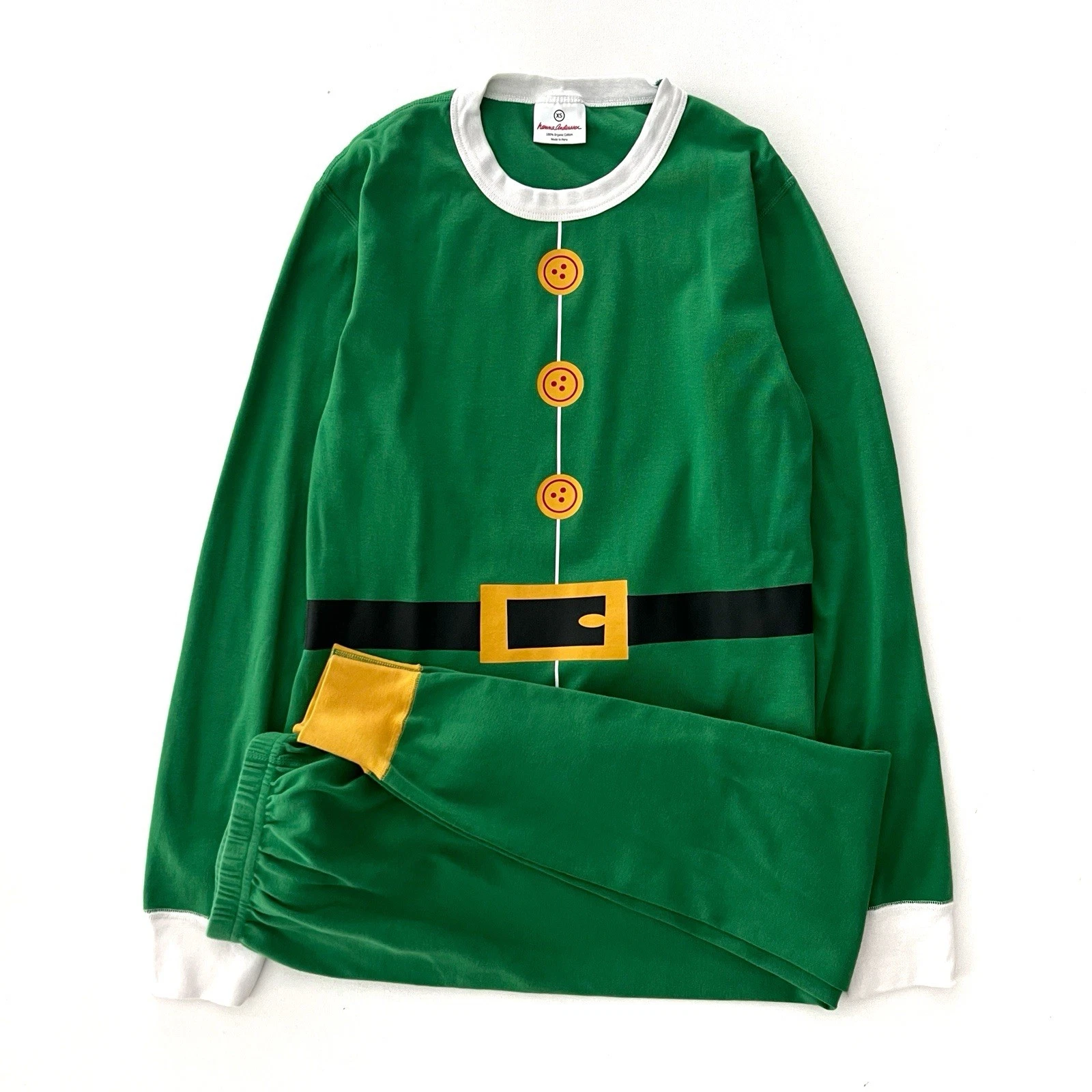 Hanna Andersson Elf Long John Pajamas In Organic Cotton Unisex Size XS