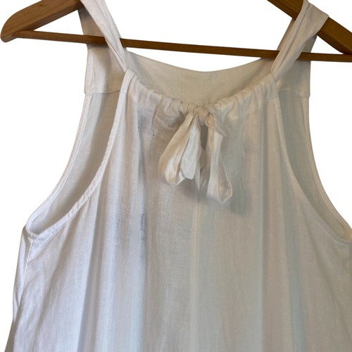 HAUTE HIPPIE Linen Jumpsuit Bib Overall Wide Leg Pockets Boho Coastal Lagenlook - Picture 3 of 7