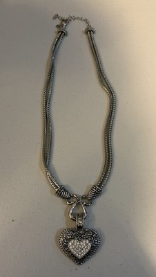 Lia Sophia ''Love Dust'' Double Chain Necklace Crystal Heart Pendant